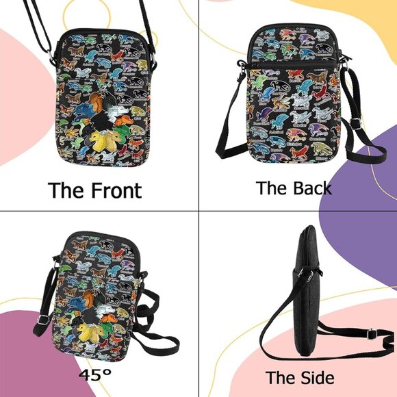 Wings Dragon Crossbody Bag with 3D Print, Canvas, Zipper, for Women - Picture 3 of 7